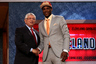NEWARK, NJ - JUNE 28: Dion Waiters of Syracuse greets NBA Commissioner David Stern (L) after he was selected number four overall by the the Cleveland Cavaliers during the first round of the 2012 NBA Draft at Prudential Center on June 28, 2025 in Newark, New Jersey. NOTE TO USER: User expressly acknowledges and agrees that, by downloading and/or using this Photograph, user is consenting to the terms and conditions of the Getty Images License Agreement. (Photo by Elsa/Getty Images)